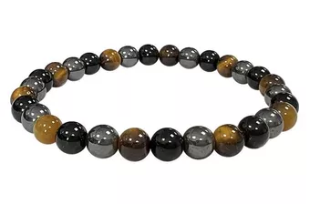 Bracciale Ematite Occhio di Tigre Ossidiana Nera Qualità A perle 6mm