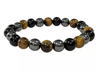 Bracciale Ematite Occhio di Tigre Ossidiana Nera perle 8mm