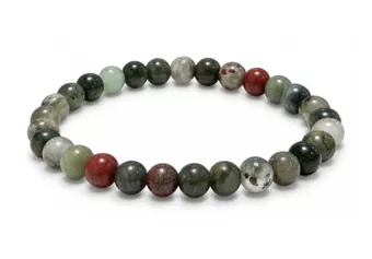 Bracciale in Diaspro Eliotropio Bloodstone AB Perle 6-7 mm