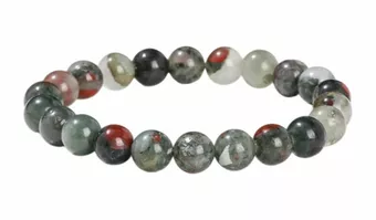 Bracciale in Diaspro Eliotropio Bloodstone AB Perle 8-9 mm