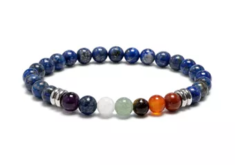 Bracciale in Lapislazzuli 7 Chakra A Perle 6 mm