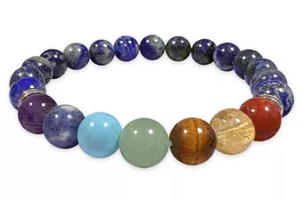 Bracciale Lapislazzuli 7 Chakra AB perle 8mm