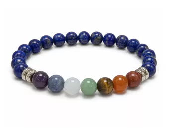 Bracciale Lapislazzuli 7 Chakra AB perle 8mm
