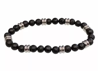 Bracciale in Pietra Lavica con Charms AB perle 6mm