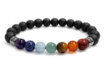 Bracciale in Pietra Lavica 7 Chakra A+ con Perle da 8mm