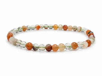 Bracciale Cristallo di Rocca Rutilato Multicolore A perle 4mm