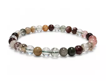 Bracciale Quarzo Rutilato Multicolore Lodolite A Perle 6 mm