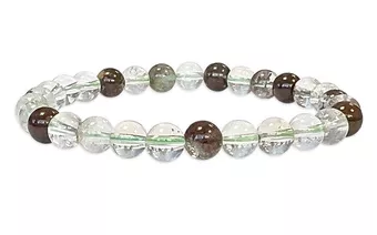 Bracciale in lodolite clorite di quarzo con perline da 6 mm