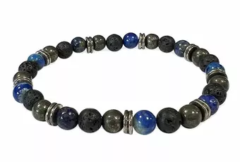 Bracciale in lapislazzuli, pietra lavica, ciondoli A da 6 mm