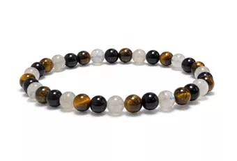 Bracciale in Labradorite Occhio di Tigre Ossidiana Nera A Perle 6 mm