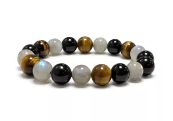Bracciale in Labradorite Occhio di Tigre Tormalina A Perle 10 mm