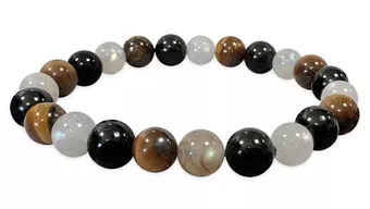 Bracciale in Labradorite, Occhio di Tigre e Tormalina A perle 8mm