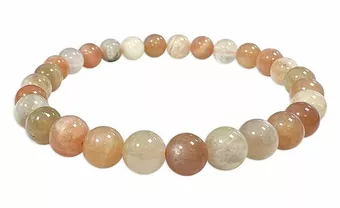 Bracciale in Pietra di Luna Multicolore A perle 5.5-6.5mm