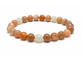 Bracciale in Pietra di Luna Multicolore A Perle 8 mm