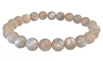 Bracciale in pietra di luna grigia perline AA 8 mm