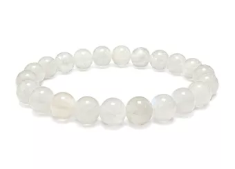 Bracciale in Pietra di Luna Bianca Peristerite AA perle 8mm