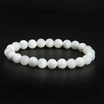 Bracciale in madreperla bianca con perline da 8 mm