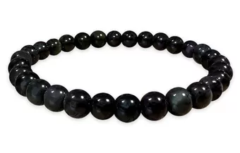 Bracciale Ossidiana Occhio Celeste Rainbow A perle 6mm