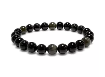 Bracciale Ossidiana Occhio Celeste Rainbow AA perle 8mm