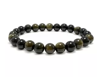 Bracciale in Ossidiana Dorata A Perle 8 mm