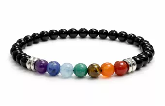 Bracciale in Onice 7 Chakra A con Perle da 6mm
