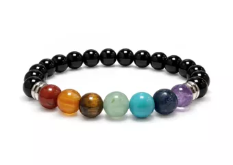 Bracciale in Onice 7 Chakra A Perle 8 mm