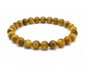 Bracciale in Occhio di Tigre Dorato AA con Perle da 8mm