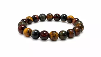 Bracciale Occhio di Tigre Multicolore A Perle 10 mm