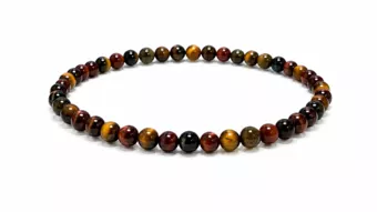 Bracciale Occhio di Tigre Multicolore A Perle 4 mm