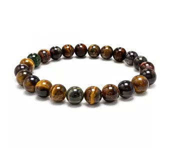 Bracciale in Occhio di Tigre Multicolore A con Perle da 8mm