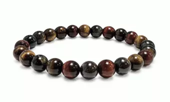 Bracciale in Occhio di Tigre Multicolore A con Perle da 8mm