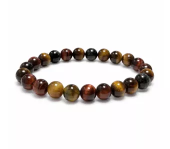 Bracciale in Occhio di Tigre Multicolore AA Perle 8 mm