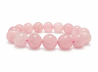 Bracciale in Quarzo Rosa A perle 12mm