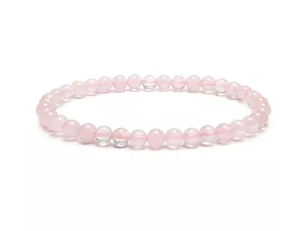 Bracciale Quarzo Rosa A perle 4mm