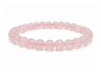 Bracciale Quarzo Rosa A perle 6-7mm