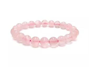 Bracciale Quarzo Rosa A perle 8mm