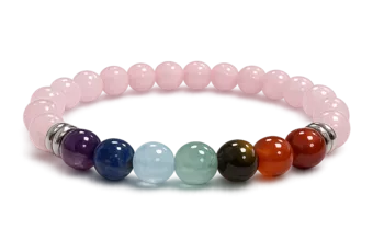 Bracciale Quarzo Rosa 7 Chakra A perle 8mm