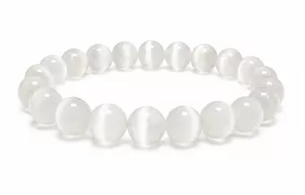 Bracciale in Selenite Occhio di Gatto A perle 10mm