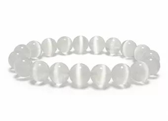 Bracciale in Selenite Occhio di Gatto AA perle 10mm