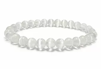 Bracciale in Selenite Occhio di Gatto AA perle 6mm