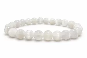 Bracciale in Selenite Occhio di Gatto A perle 8mm