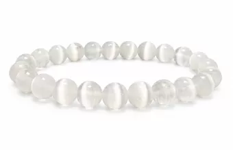 Bracciale in Selenite Occhio di Gatto AA perle 8mm