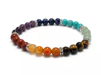Bracciale 7 Chakra con Strass A Perle 6 mm
