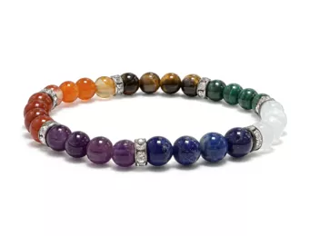 Bracciale 7 Chakra e Strass A+ Perle 6 mm
