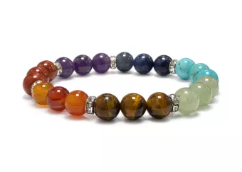 Bracciale 7 Chakra con Strass A Perle 8 mm