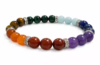 Bracciale 7 chakra e strass A+ perline 8mm