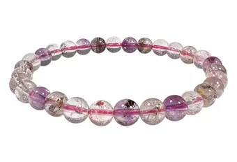 Bracciale in Super Seven AA Quarzo con Inclusioni Perline 6 mm