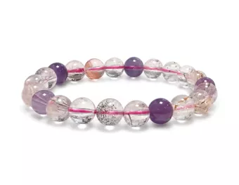 Bracciale in Super Seven AA Quarzo a Inclusioni Perle 8–9 mm