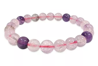 Bracciale in Super Seven A+ Quarzo a Inclusioni Perle 6 mm