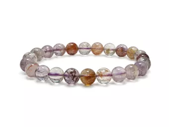 Bracciale Super Seven Quarzo Fantasma Viola AA Perle 8–9 mm